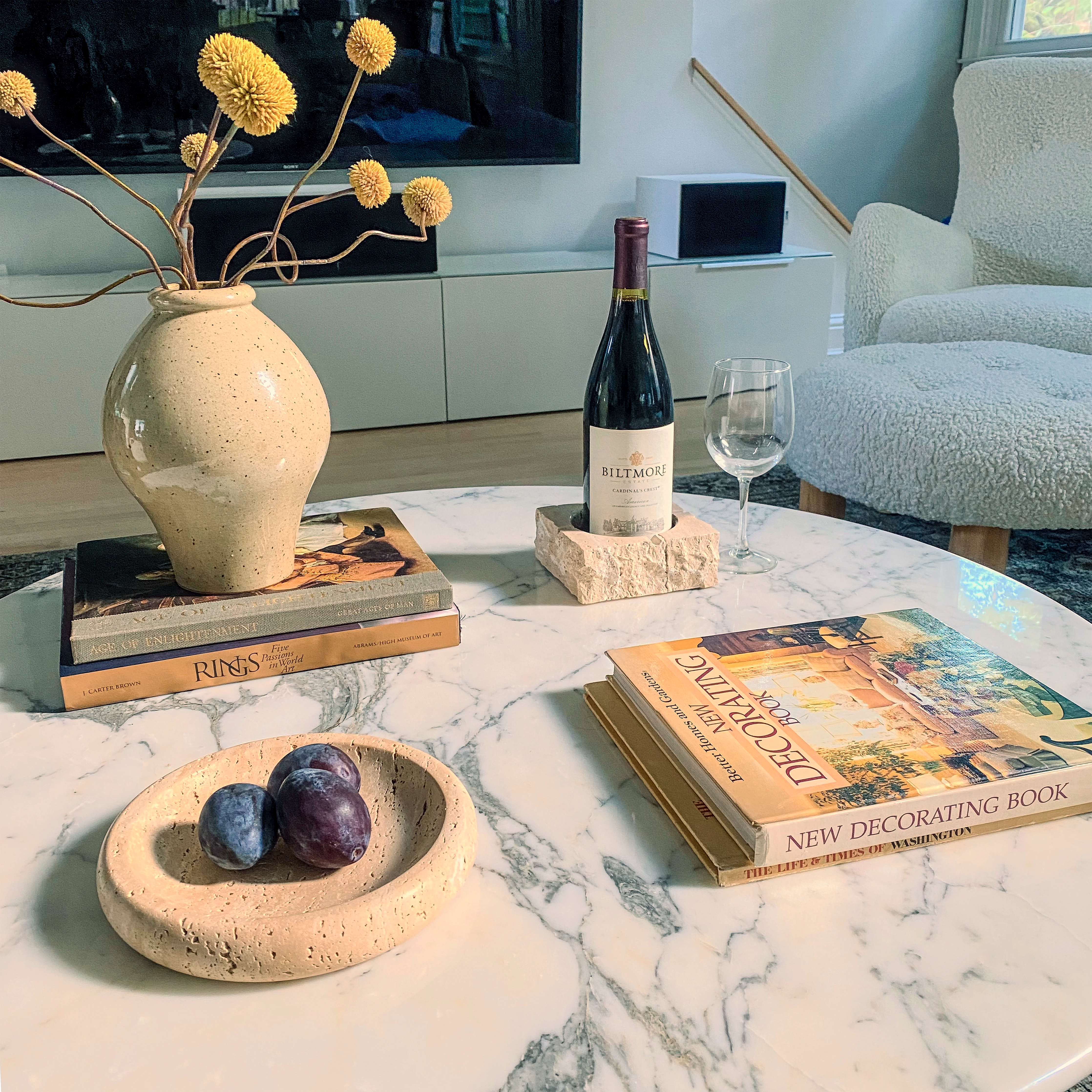 Travertine Round Tray