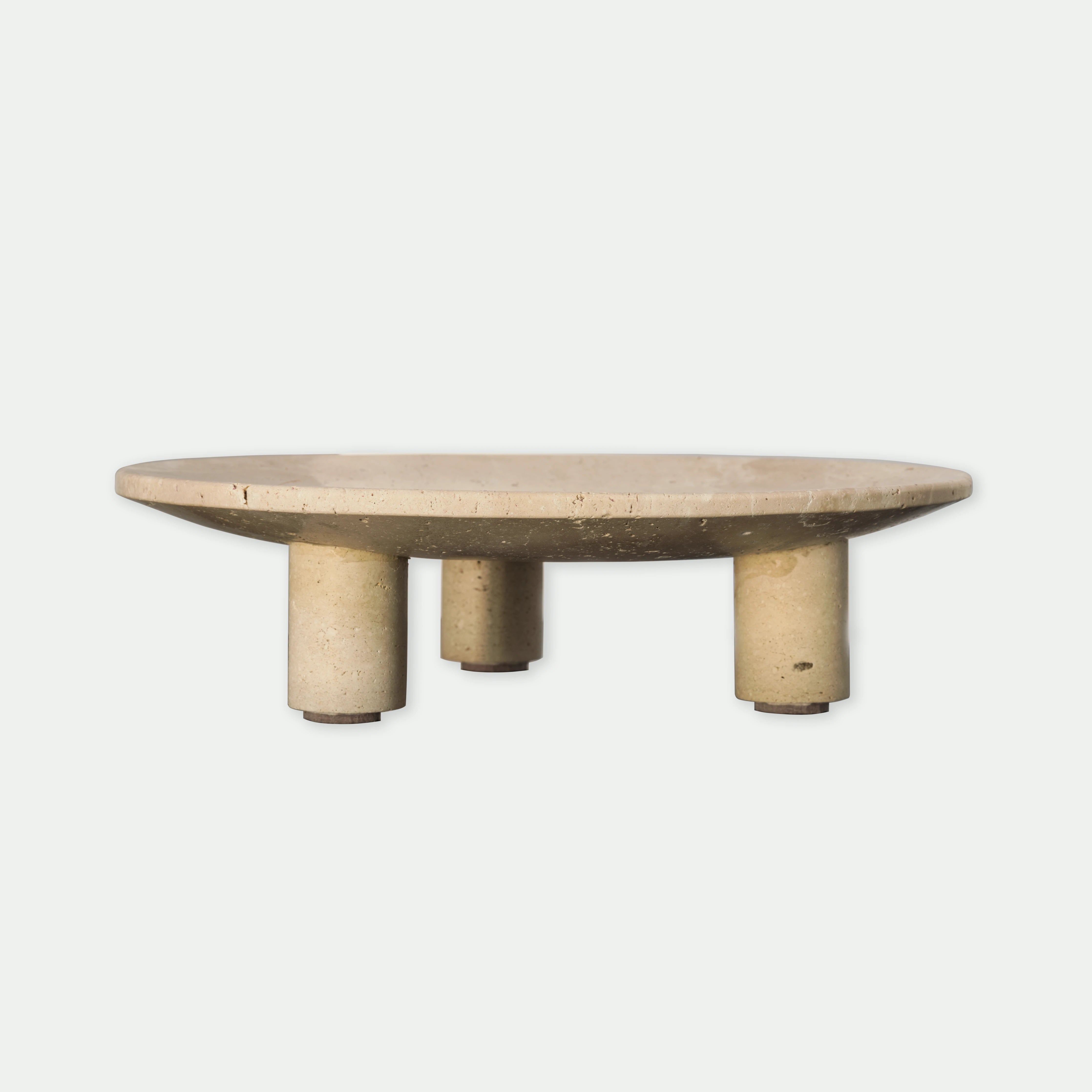 Three Footed Travertine Tray