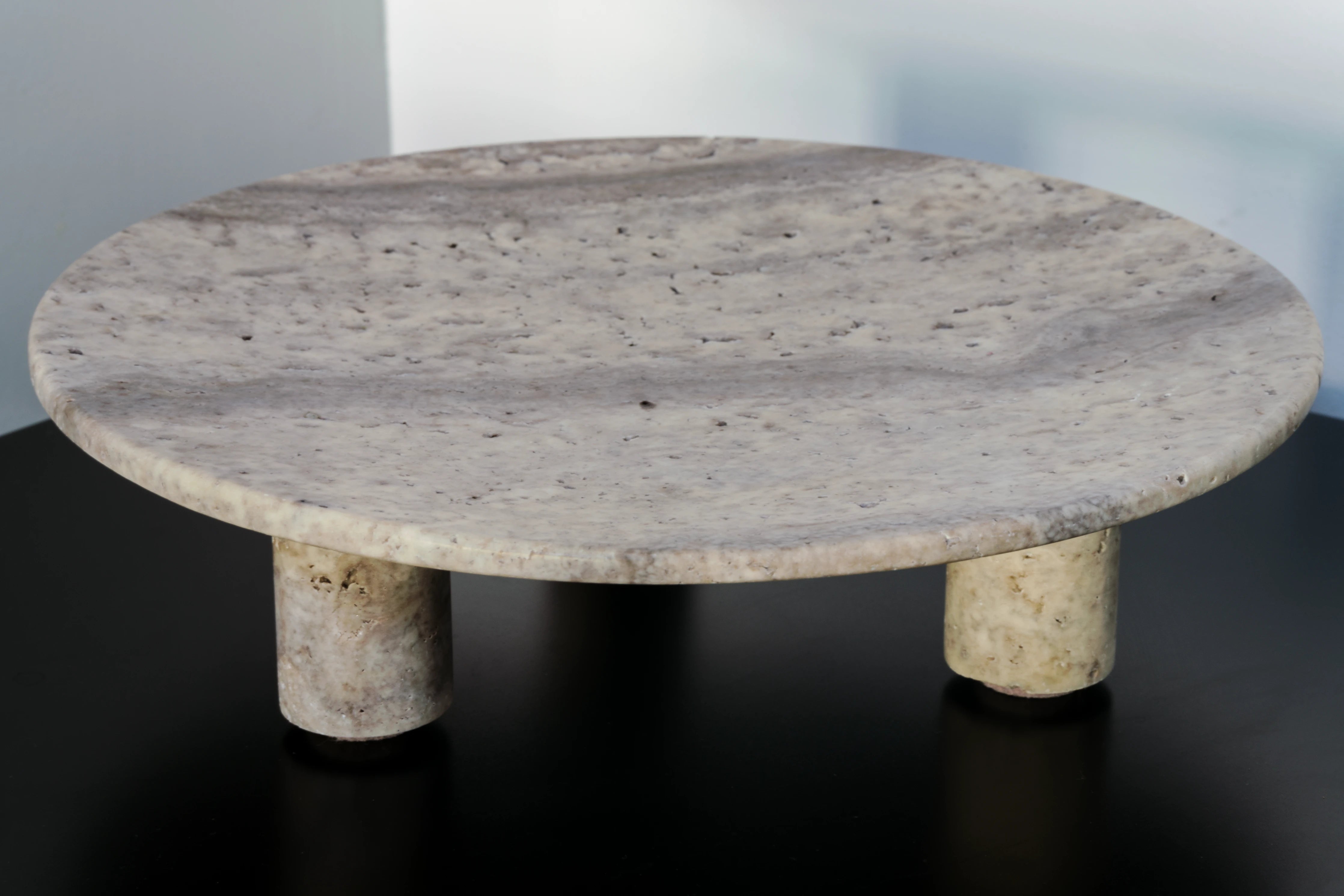 Three Footed Travertine Tray