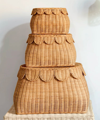 Scalloped Storage Baskets with Lids